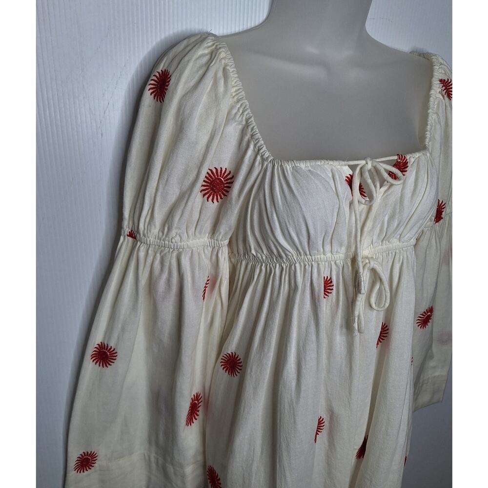 Free People Emory Embroidered Midi Dress XS Prairie Medieval Cottage Boho - Picture 4 of 14
